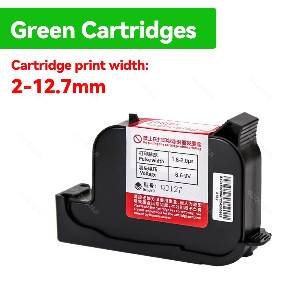 12.7-25.4mm ink Cartridges Black Color for Portable Mini Handheld Inkjet Text QR Barcode Batch Number Logo Date Label Printer