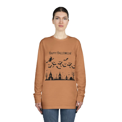 Halloween Long Sleeve Tee, Cozy Halloween Top, Spooky Seasonal Shirt, Perfect for Halloween Parties, Unisex Fan Apparel