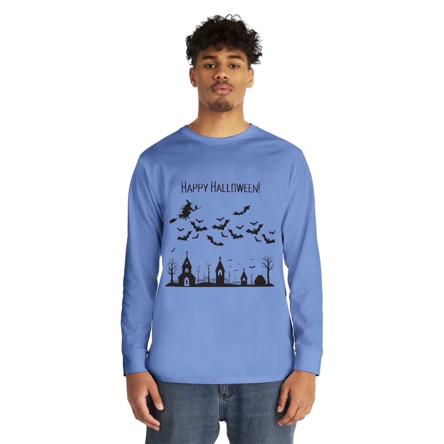 Halloween Long Sleeve Tee, Cozy Halloween Top, Spooky Seasonal Shirt, Perfect for Halloween Parties, Unisex Fan Apparel