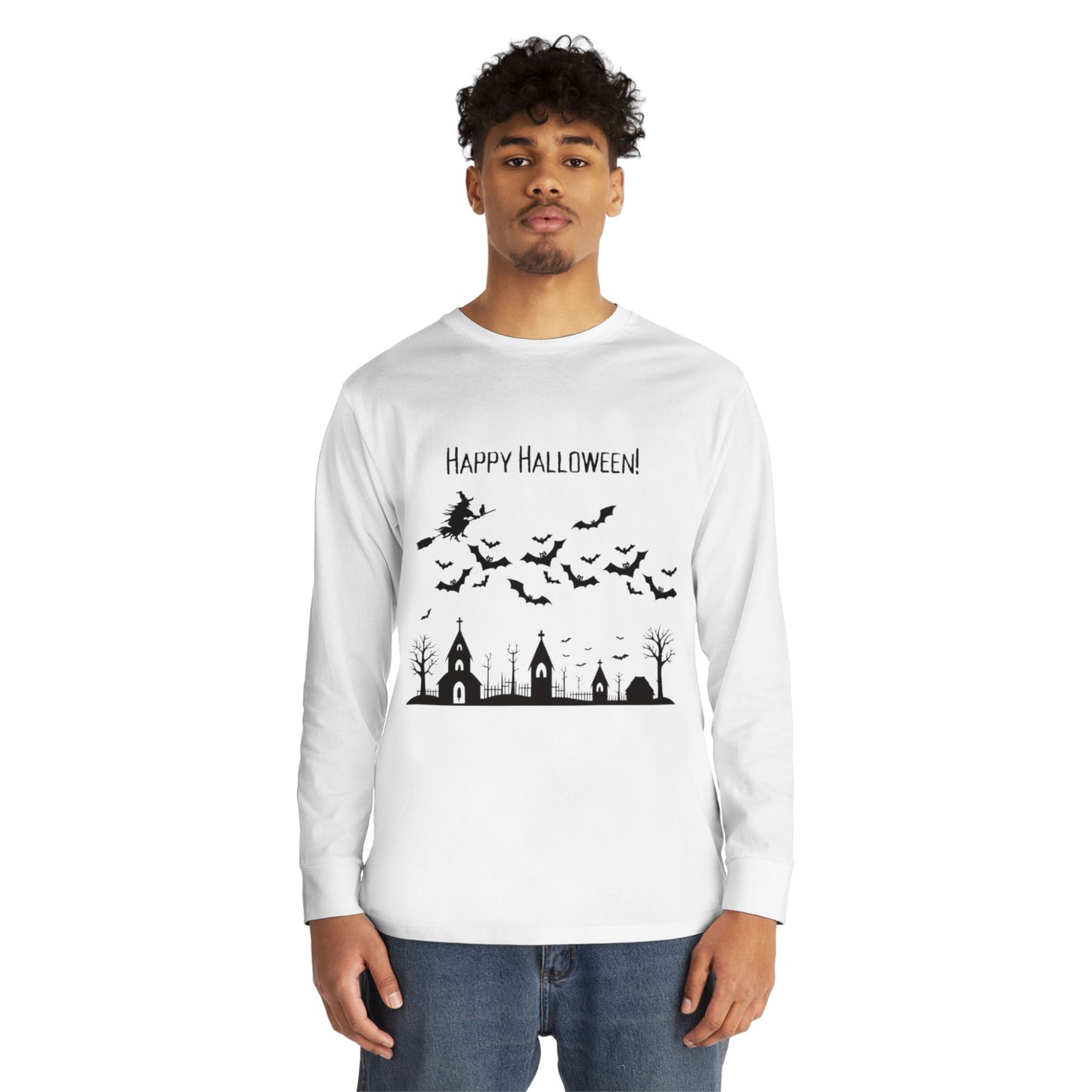 Halloween Long Sleeve Tee, Cozy Halloween Top, Spooky Seasonal Shirt, Perfect for Halloween Parties, Unisex Fan Apparel