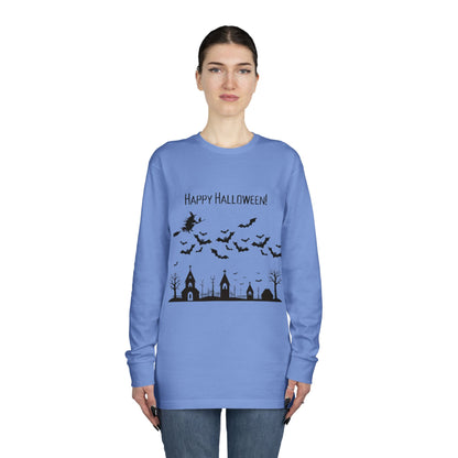 Halloween Long Sleeve Tee, Cozy Halloween Top, Spooky Seasonal Shirt, Perfect for Halloween Parties, Unisex Fan Apparel