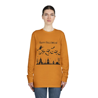 Halloween Long Sleeve Tee, Cozy Halloween Top, Spooky Seasonal Shirt, Perfect for Halloween Parties, Unisex Fan Apparel