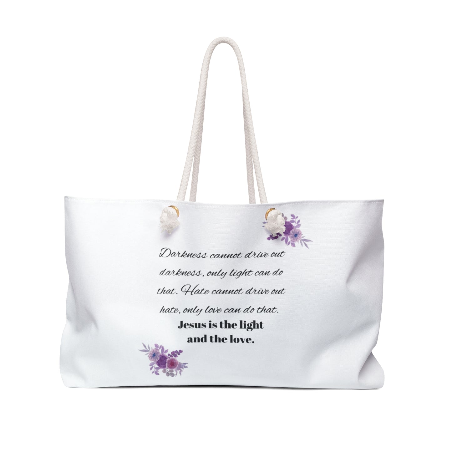 Inspirational Weekender Bag with Floral Design - 'Jesus is the Light and the Love'