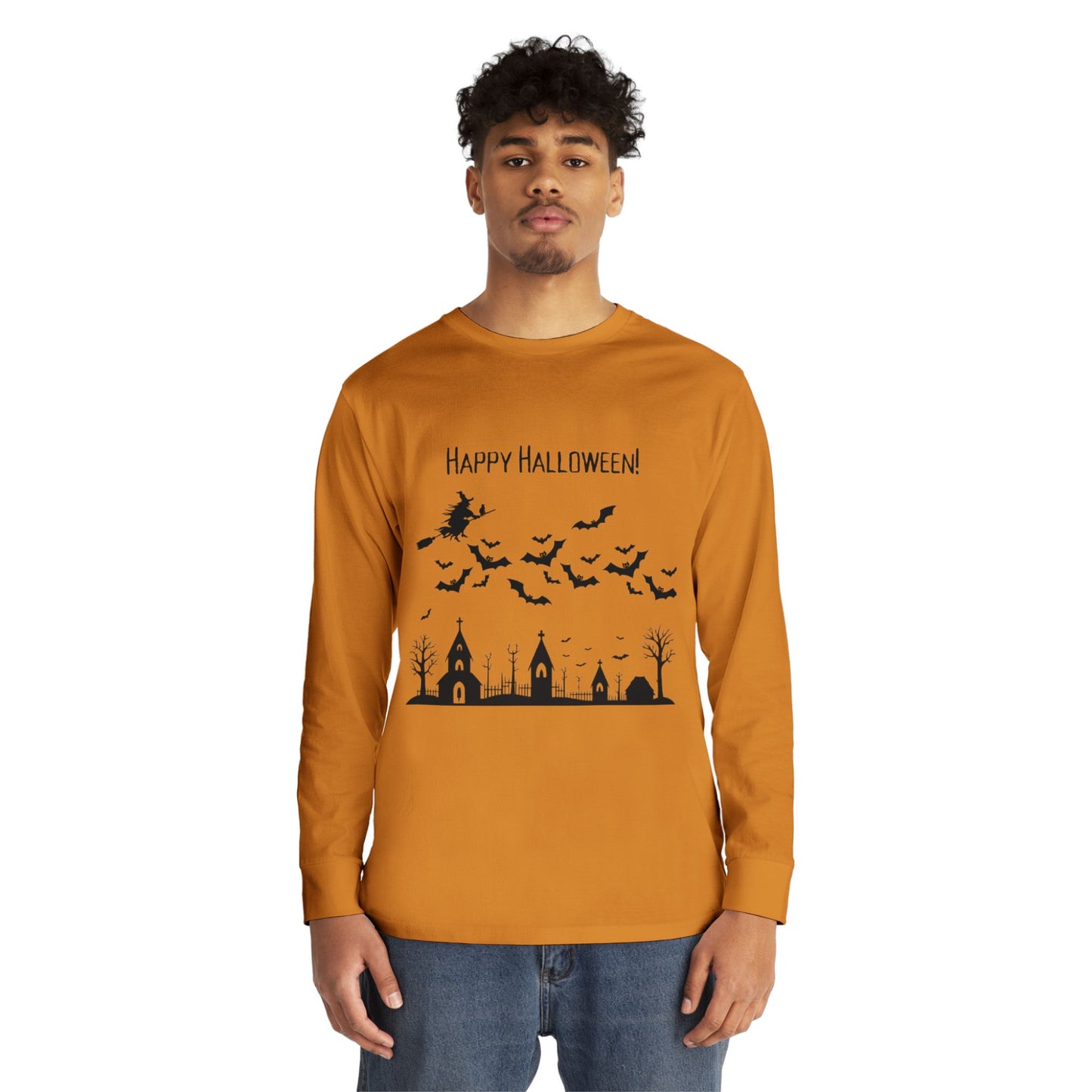 Halloween Long Sleeve Tee, Cozy Halloween Top, Spooky Seasonal Shirt, Perfect for Halloween Parties, Unisex Fan Apparel
