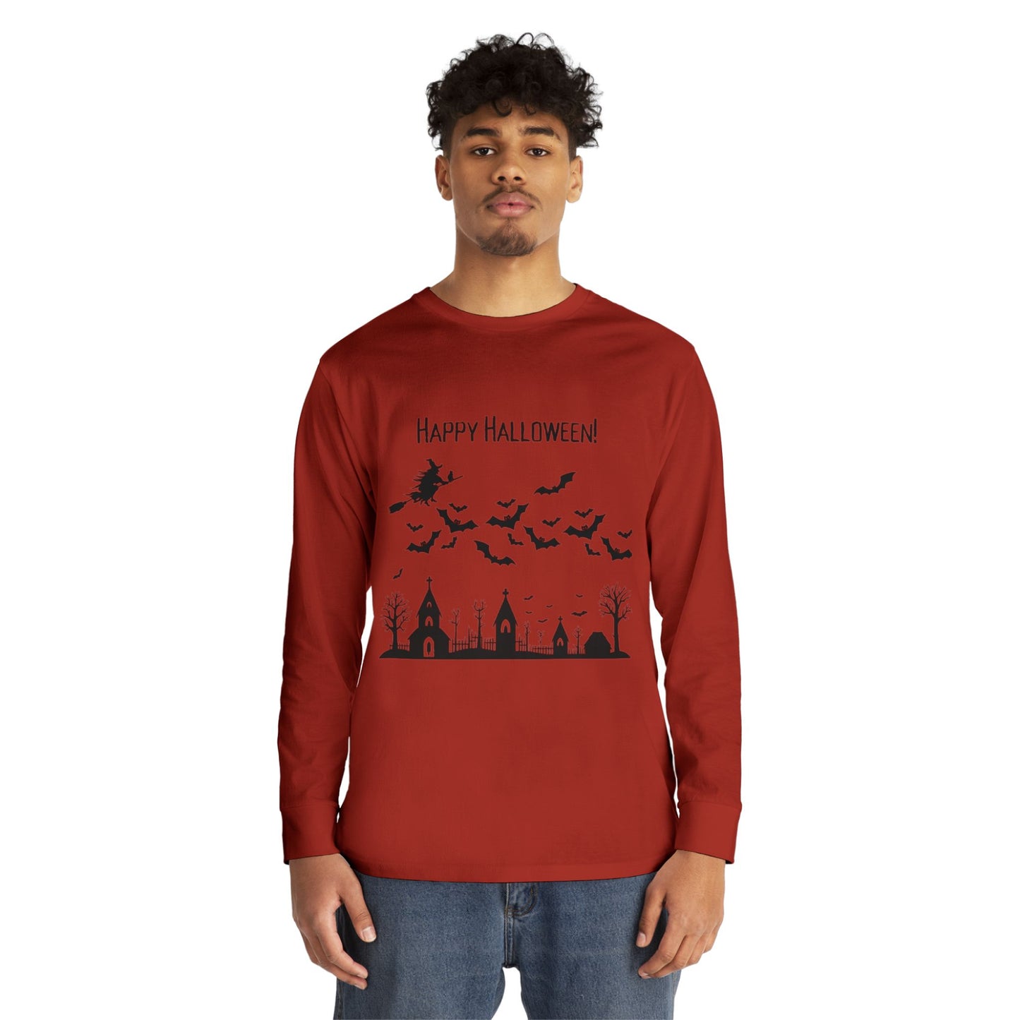 Halloween Long Sleeve Tee, Cozy Halloween Top, Spooky Seasonal Shirt, Perfect for Halloween Parties, Unisex Fan Apparel