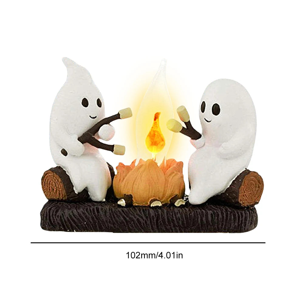 2024 New Fashionable Ghost Campfire Nightlight Ghost Campfire Flickering Plug In Night Light Halloween Ghost Pumpkin Night Light