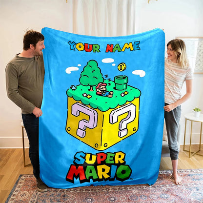 Customized Name Personalized Blanket Super Mario Print  Adult Children Warm Comfortable Blankets Suitable Home Sofa Travel Car