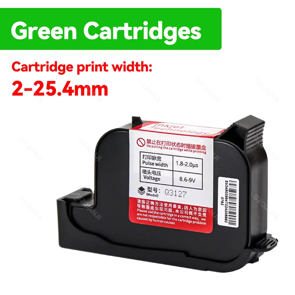 12.7-25.4mm ink Cartridges Black Color for Portable Mini Handheld Inkjet Text QR Barcode Batch Number Logo Date Label Printer