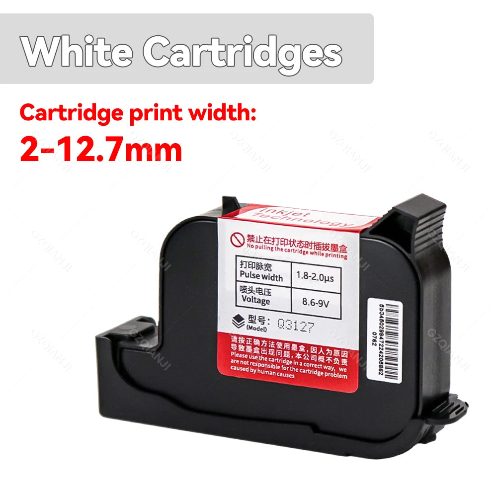 12.7-25.4mm ink Cartridges Black Color for Portable Mini Handheld Inkjet Text QR Barcode Batch Number Logo Date Label Printer