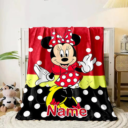 Personalized Custom Name Blanket Disney Minnie Mouse Blanket for Sofa Bed Cover Blanket Suitable for Birthday Christmas Gifts