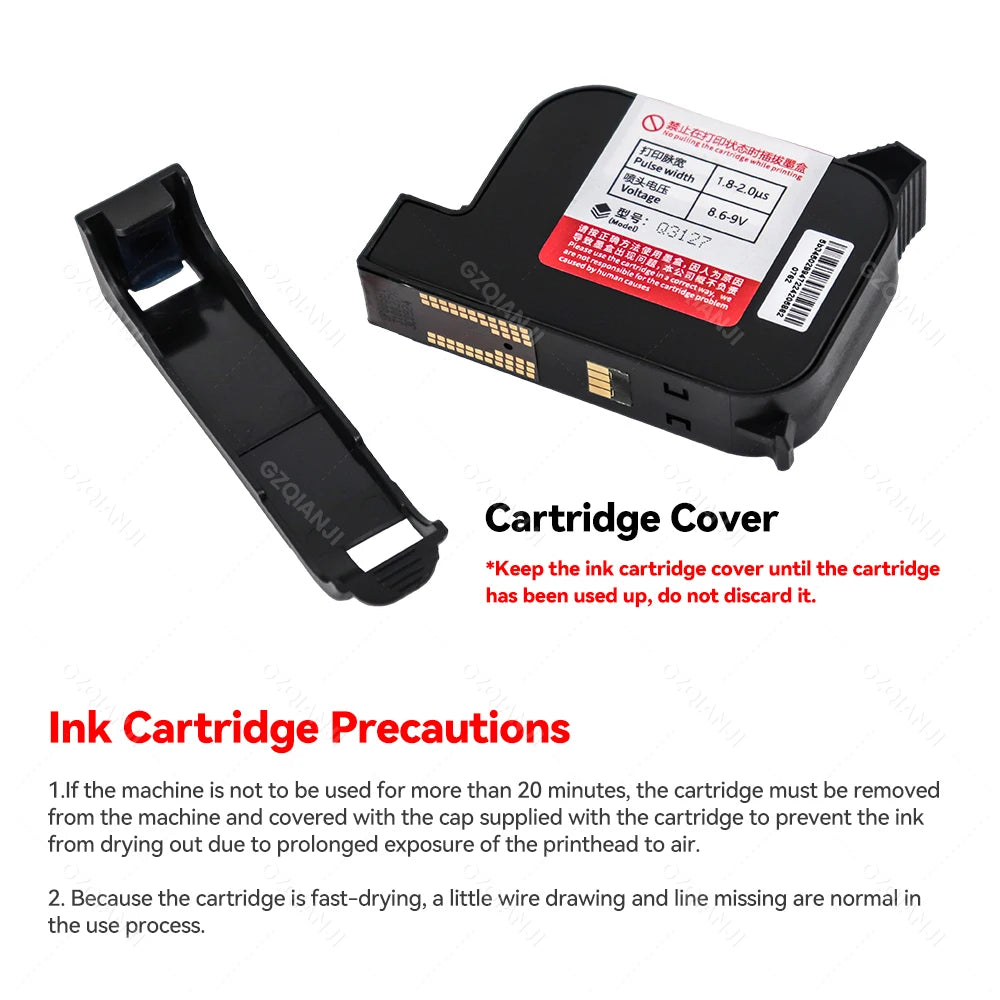 12.7-25.4mm ink Cartridges Black Color for Portable Mini Handheld Inkjet Text QR Barcode Batch Number Logo Date Label Printer