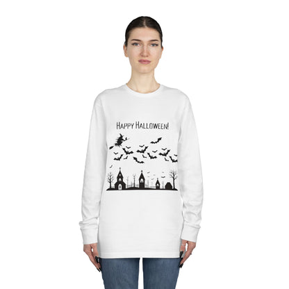 Halloween Long Sleeve Tee, Cozy Halloween Top, Spooky Seasonal Shirt, Perfect for Halloween Parties, Unisex Fan Apparel