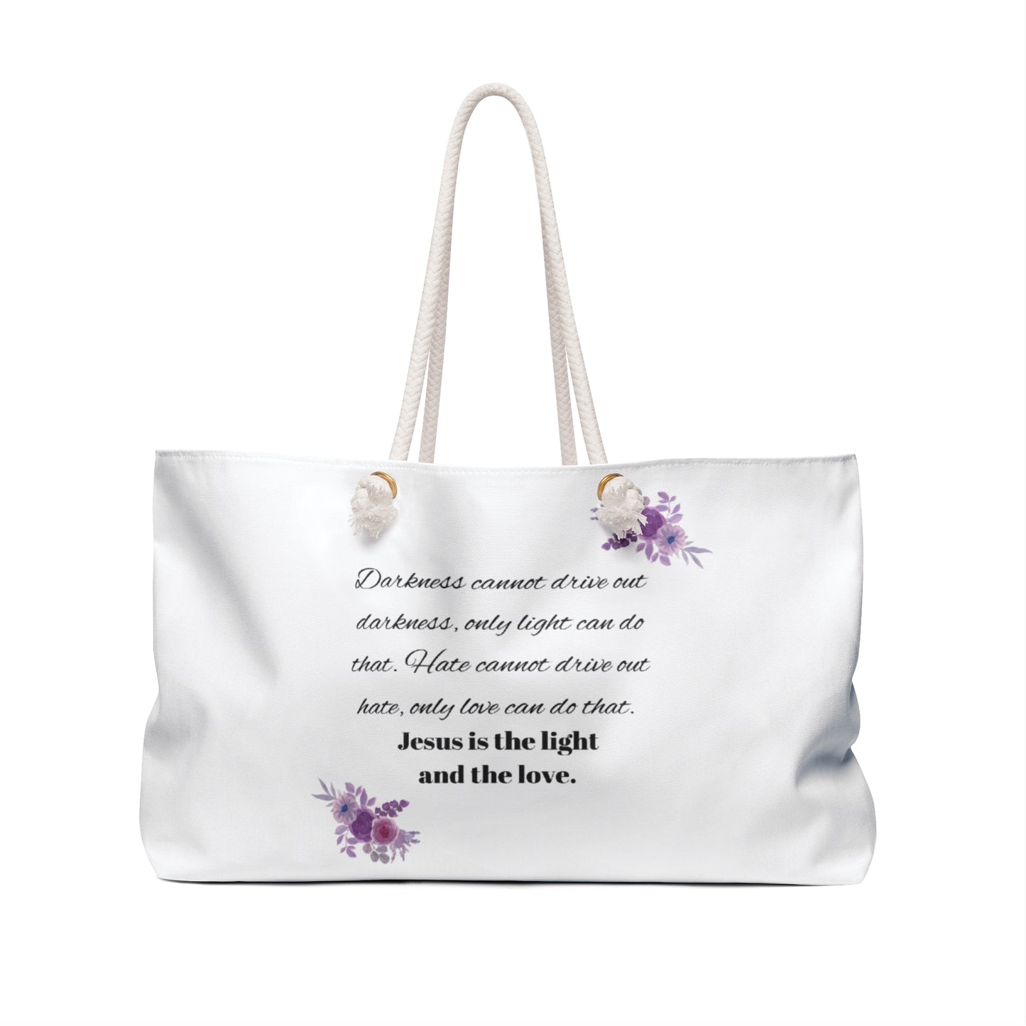 Inspirational Weekender Bag with Floral Design - 'Jesus is the Light and the Love'