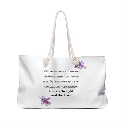 Inspirational Weekender Bag with Floral Design - 'Jesus is the Light and the Love'