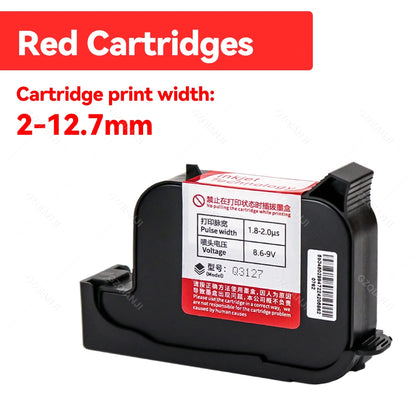 12.7-25.4mm ink Cartridges Black Color for Portable Mini Handheld Inkjet Text QR Barcode Batch Number Logo Date Label Printer