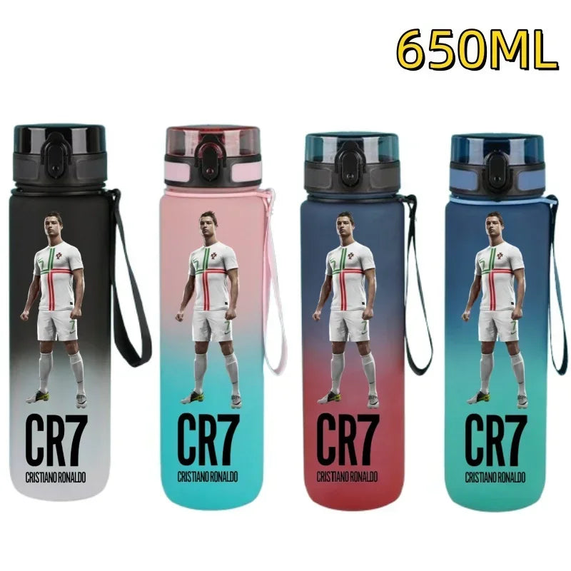 650ml Football Star Water Cup Ronaldo Portable Outdoor Large Capacity Sports Fitness Flip Cover Drinking Bottle Fans Gifts