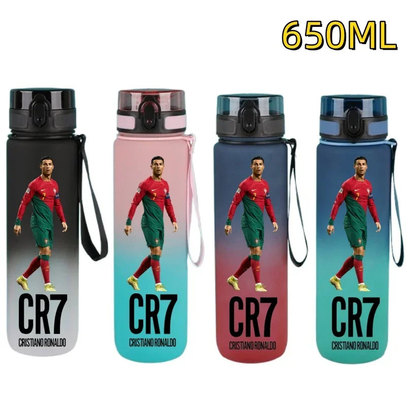 650ml Football Star Water Cup Ronaldo Portable Outdoor Large Capacity Sports Fitness Flip Cover Drinking Bottle Fans Gifts