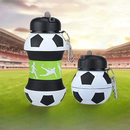 2026 World Cup Themed Collapsible Soccer Water Bottle Portable Foldable Sports Bottle with Carabiner Leakproof Travel Drink