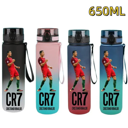 650ml Football Star Water Cup Ronaldo Portable Outdoor Large Capacity Sports Fitness Flip Cover Drinking Bottle Fans Gifts