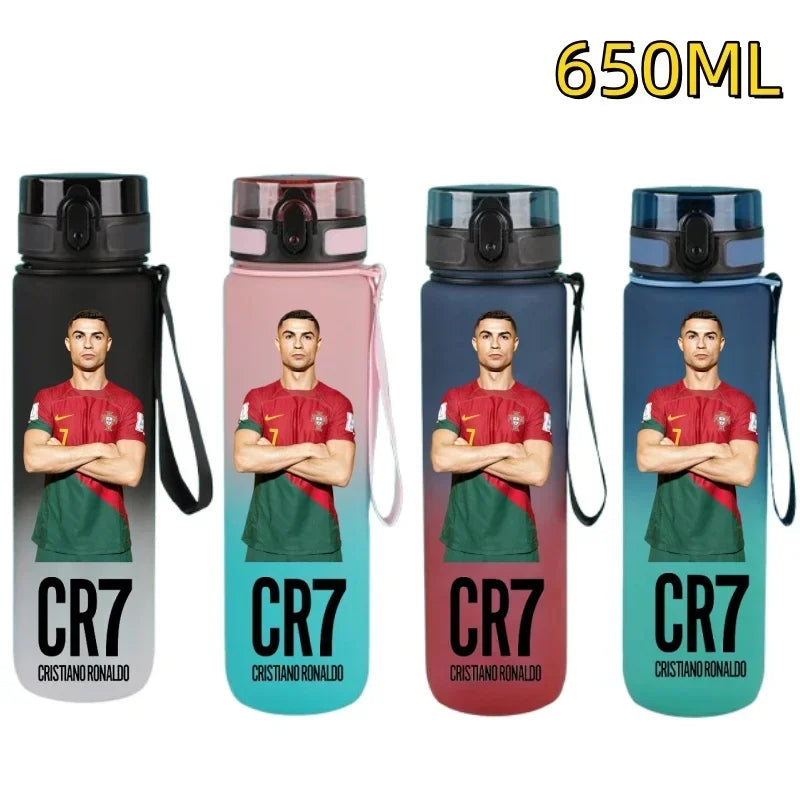 650ml Football Star Water Cup Ronaldo Portable Outdoor Large Capacity Sports Fitness Flip Cover Drinking Bottle Fans Gifts
