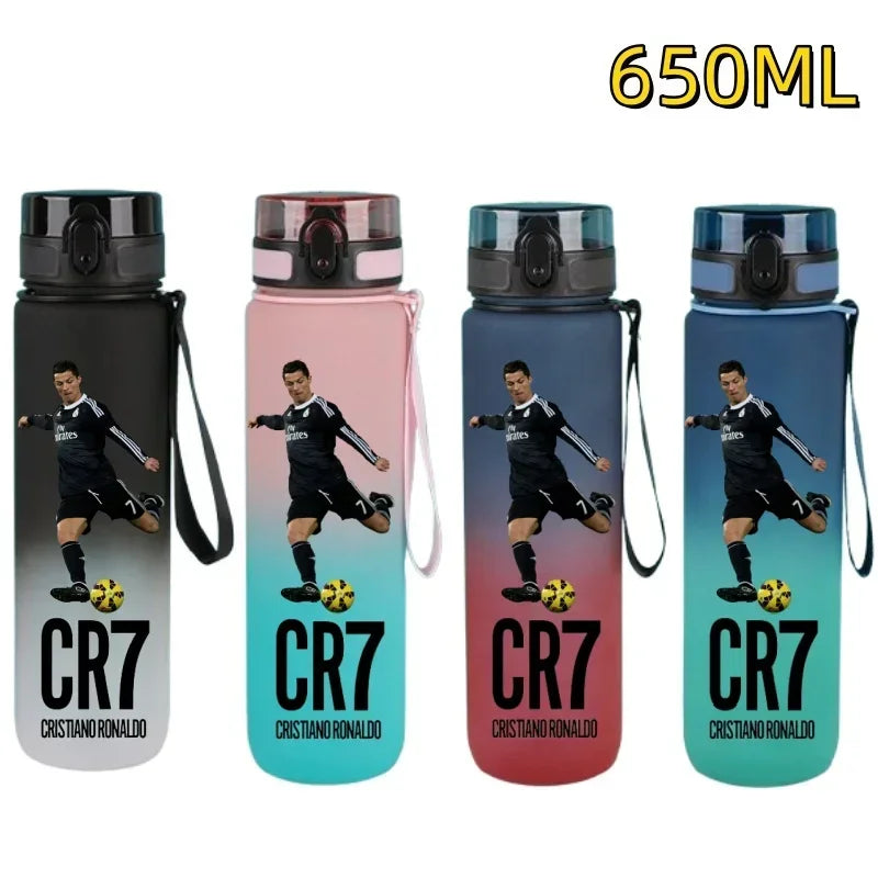 650ml Football Star Water Cup Ronaldo Portable Outdoor Large Capacity Sports Fitness Flip Cover Drinking Bottle Fans Gifts