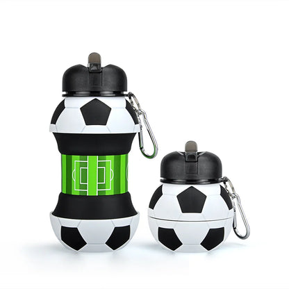 2026 World Cup Themed Collapsible Soccer Water Bottle Portable Foldable Sports Bottle with Carabiner Leakproof Travel Drink