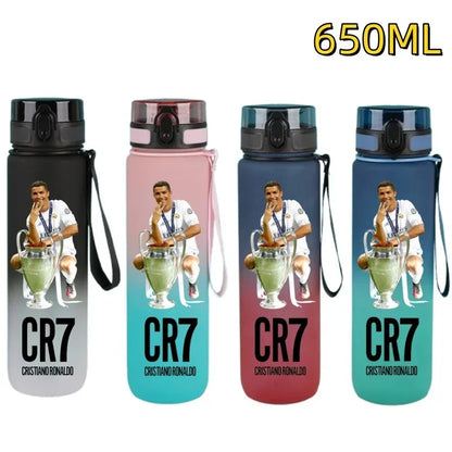 650ml Football Star Water Cup Ronaldo Portable Outdoor Large Capacity Sports Fitness Flip Cover Drinking Bottle Fans Gifts