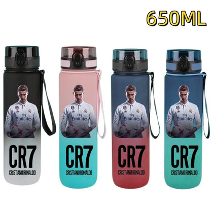 650ml Football Star Water Cup Ronaldo Portable Outdoor Large Capacity Sports Fitness Flip Cover Drinking Bottle Fans Gifts