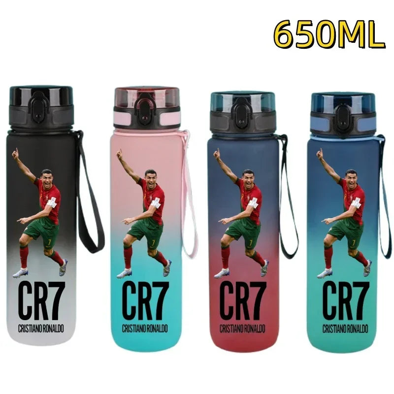 650ml Football Star Water Cup Ronaldo Portable Outdoor Large Capacity Sports Fitness Flip Cover Drinking Bottle Fans Gifts