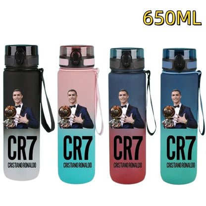 650ml Football Star Water Cup Ronaldo Portable Outdoor Large Capacity Sports Fitness Flip Cover Drinking Bottle Fans Gifts