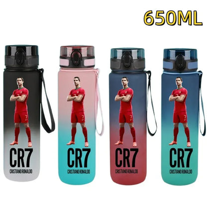650ml Football Star Water Cup Ronaldo Portable Outdoor Large Capacity Sports Fitness Flip Cover Drinking Bottle Fans Gifts