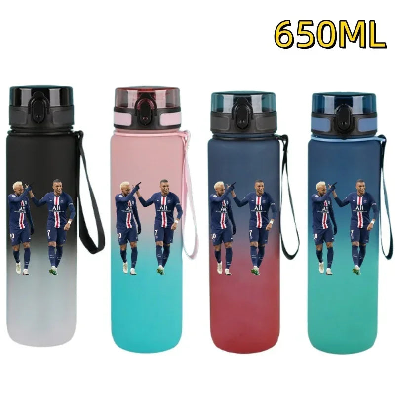 650ml Football Star Water Cup Ronaldo Portable Outdoor Large Capacity Sports Fitness Flip Cover Drinking Bottle Fans Gifts