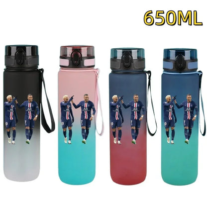 650ml Football Star Water Cup Ronaldo Portable Outdoor Large Capacity Sports Fitness Flip Cover Drinking Bottle Fans Gifts