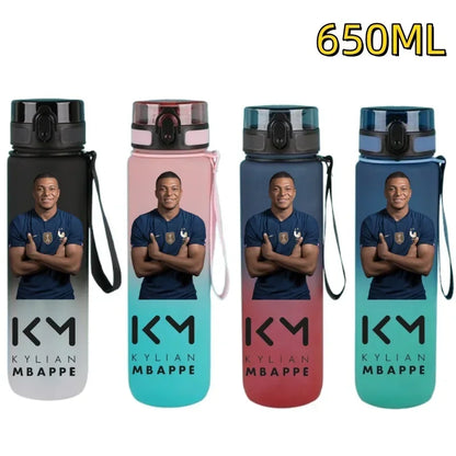 650ml Football Star Water Cup Ronaldo Portable Outdoor Large Capacity Sports Fitness Flip Cover Drinking Bottle Fans Gifts