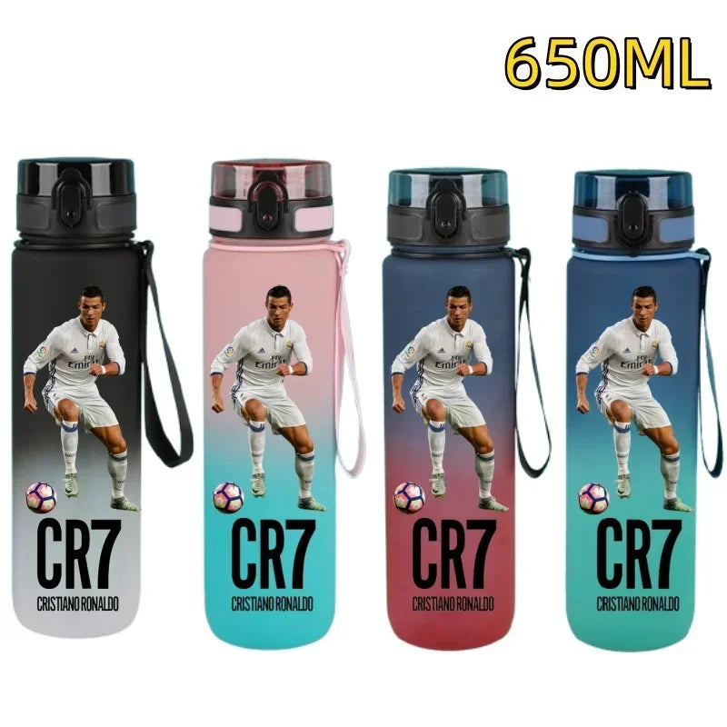 650ml Football Star Water Cup Ronaldo Portable Outdoor Large Capacity Sports Fitness Flip Cover Drinking Bottle Fans Gifts