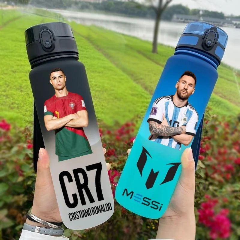 650ml Football Star Water Cup Ronaldo Portable Outdoor Large Capacity Sports Fitness Flip Cover Drinking Bottle Fans Gifts