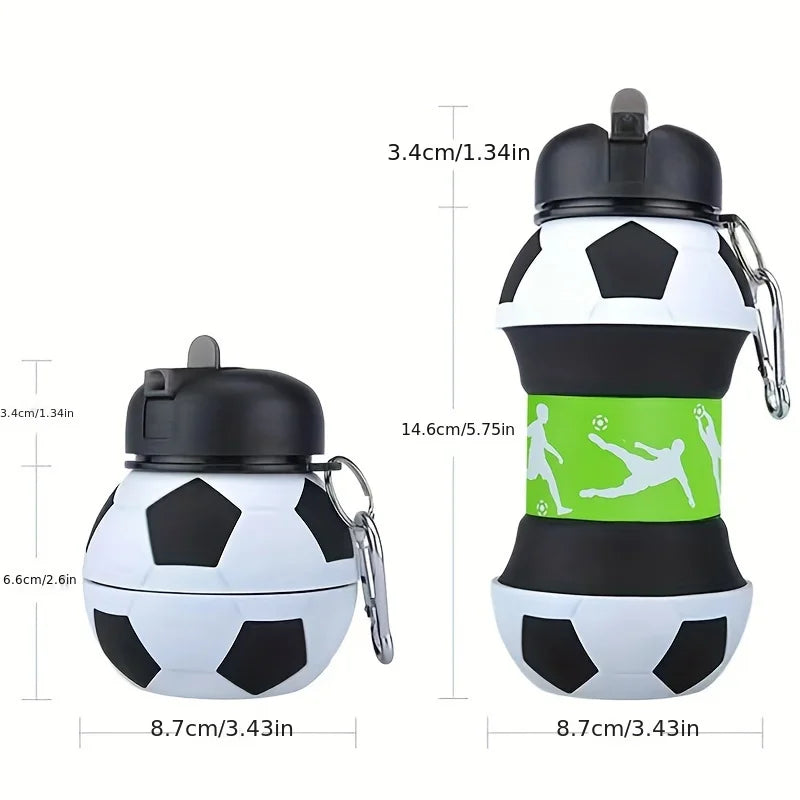 2026 World Cup Themed Collapsible Soccer Water Bottle Portable Foldable Sports Bottle with Carabiner Leakproof Travel Drink
