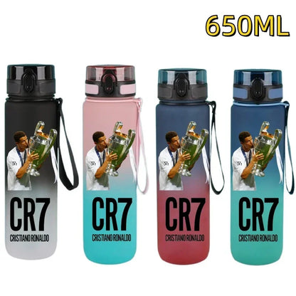 650ml Football Star Water Cup Ronaldo Portable Outdoor Large Capacity Sports Fitness Flip Cover Drinking Bottle Fans Gifts