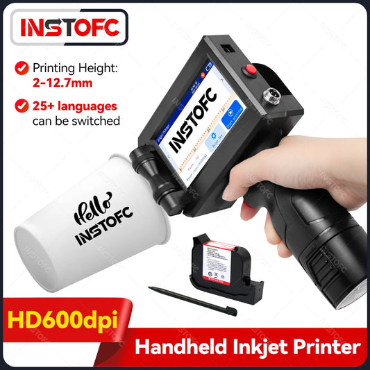 Handheld Inkjet Printer Portable Date Batch Number QR Code Packaging Bag Plastic Bottle Printing Machine 12.7mm Universal Type