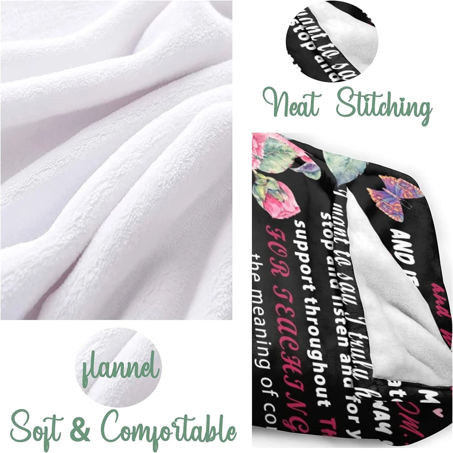 Gift for Mom Personalized Soft Linen Blanket Flower Butterfly Blanket Mother's Day Birthday Family Holiday Gift
