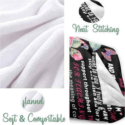 Gift for Mom Personalized Soft Linen Blanket Flower Butterfly Blanket Mother's Day Birthday Family Holiday Gift