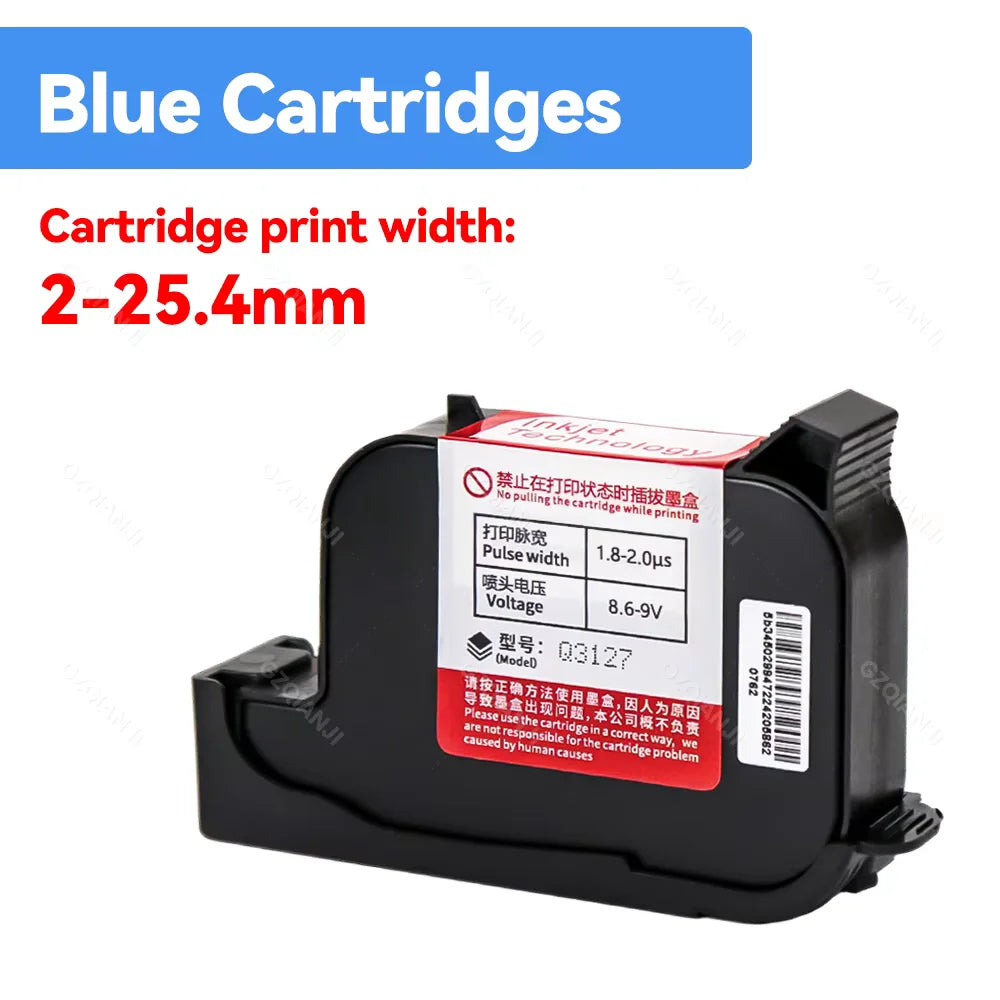 12.7-25.4mm ink Cartridges Black Color for Portable Mini Handheld Inkjet Text QR Barcode Batch Number Logo Date Label Printer