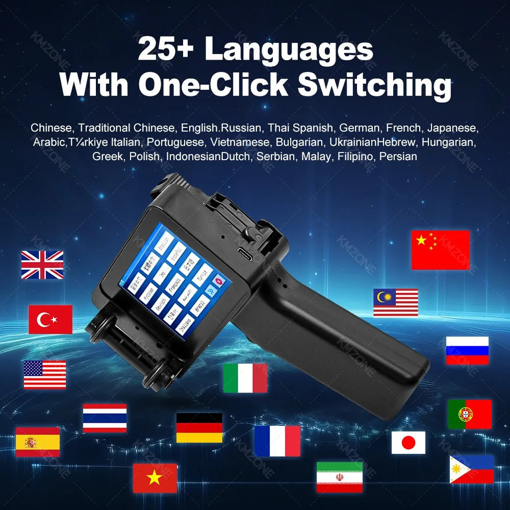 Mini Handheld Inkjet Printer 2-12.7mm for Text QR Barcode Batch Number Logo Date Label Printer with 0/1/2 ink Cartridges