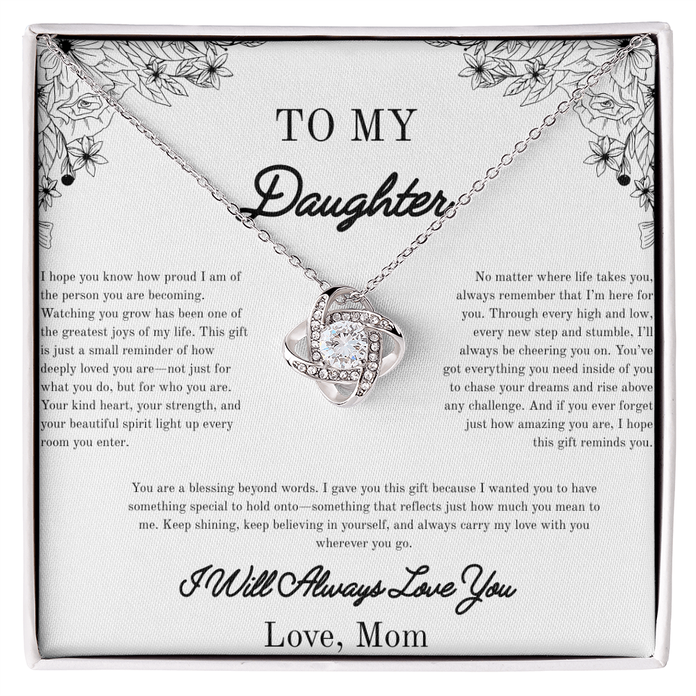 To my Daughter, Beautiful Necklace for Her, White/Yellow Gold Variants, From Family, Gifts for Her