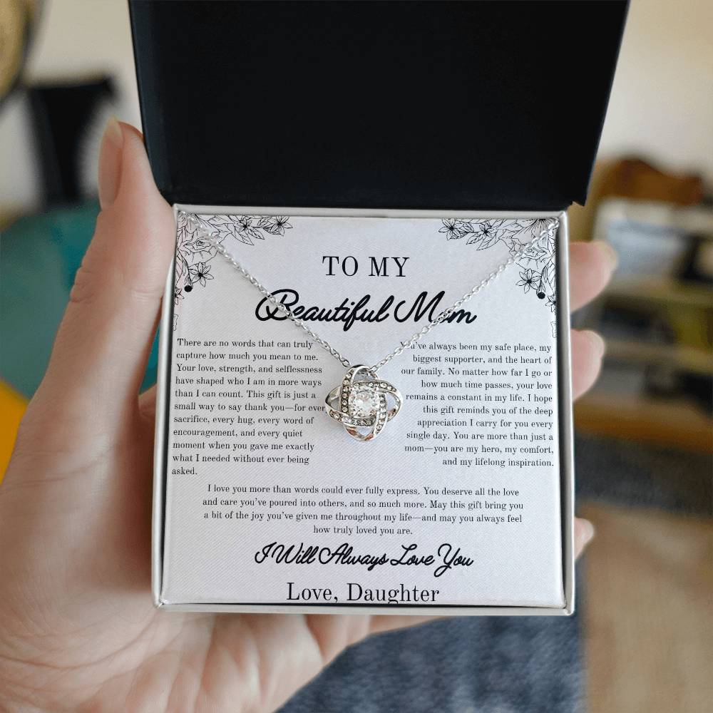 To my beautiful Mom, Gifts for Her, Beautiful Necklace, From Daughter, White/Yellow Gold Variants