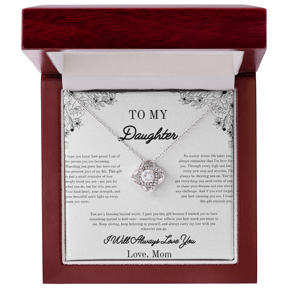 To my Daughter, Beautiful Necklace for Her, White/Yellow Gold Variants, From Family, Gifts for Her