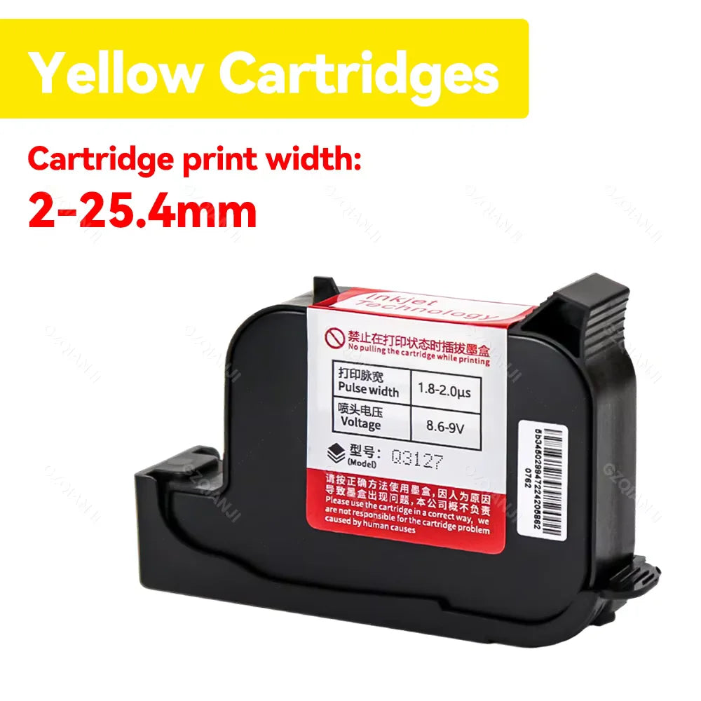 12.7-25.4mm ink Cartridges Black Color for Portable Mini Handheld Inkjet Text QR Barcode Batch Number Logo Date Label Printer