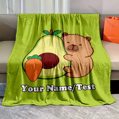 Personalization Custom Name Blanket Capybara Cartoon Printed All-Season Soft  Warm Blanket for Adults and Children Luxury Gift