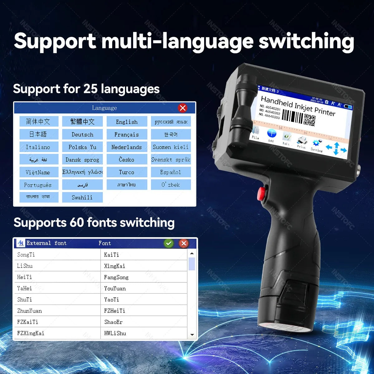 Handheld Inkjet Printer Portable Date Batch Number QR Code Packaging Bag Plastic Bottle Printing Machine 12.7mm Universal Type