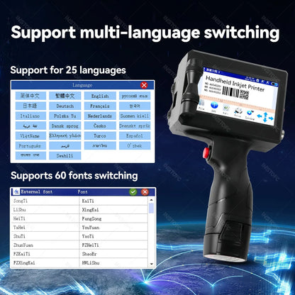 Handheld Inkjet Printer Portable Date Batch Number QR Code Packaging Bag Plastic Bottle Printing Machine 12.7mm Universal Type
